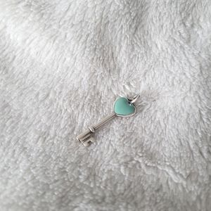 Tiffany Heart Key with Blue Enamel, Mini